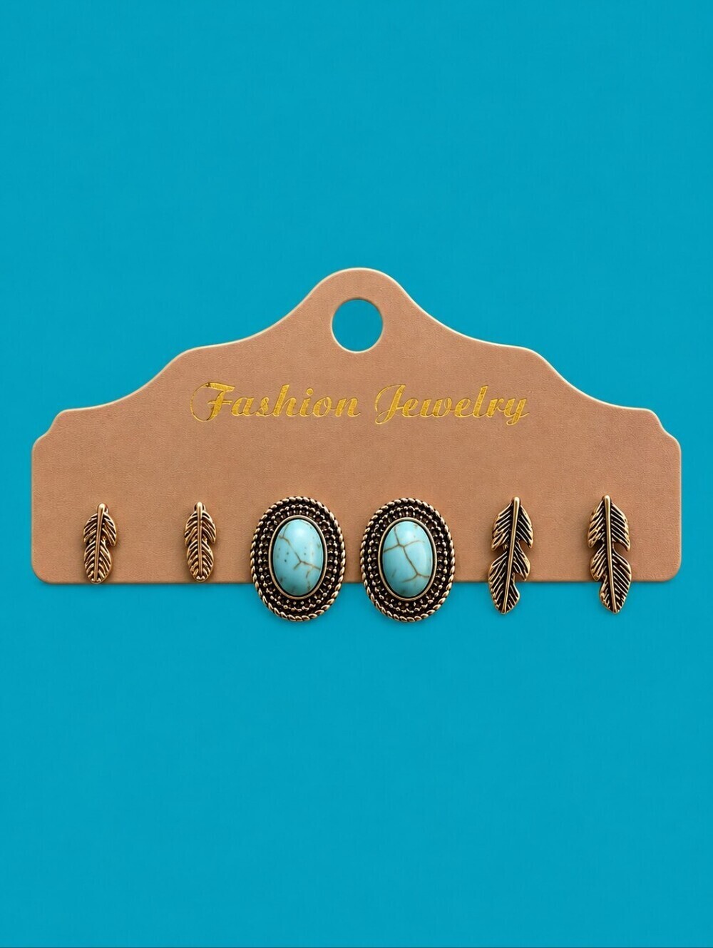 Vintage Southwestern Faux Turquoise Feather Post Earrings